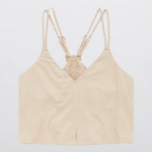 Aerie Ribbed Crop Top Bralette Size M  Tan